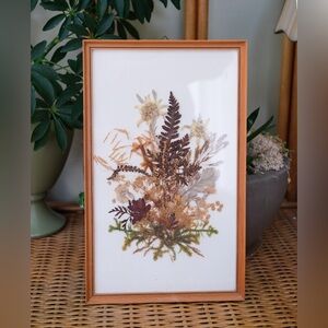 Vintage Handmade Austrian Pressed Floral Wall Art in Wood Frame